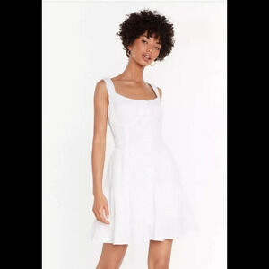 Nasty Gal White Cup Detail Frill Hem Mini Dress